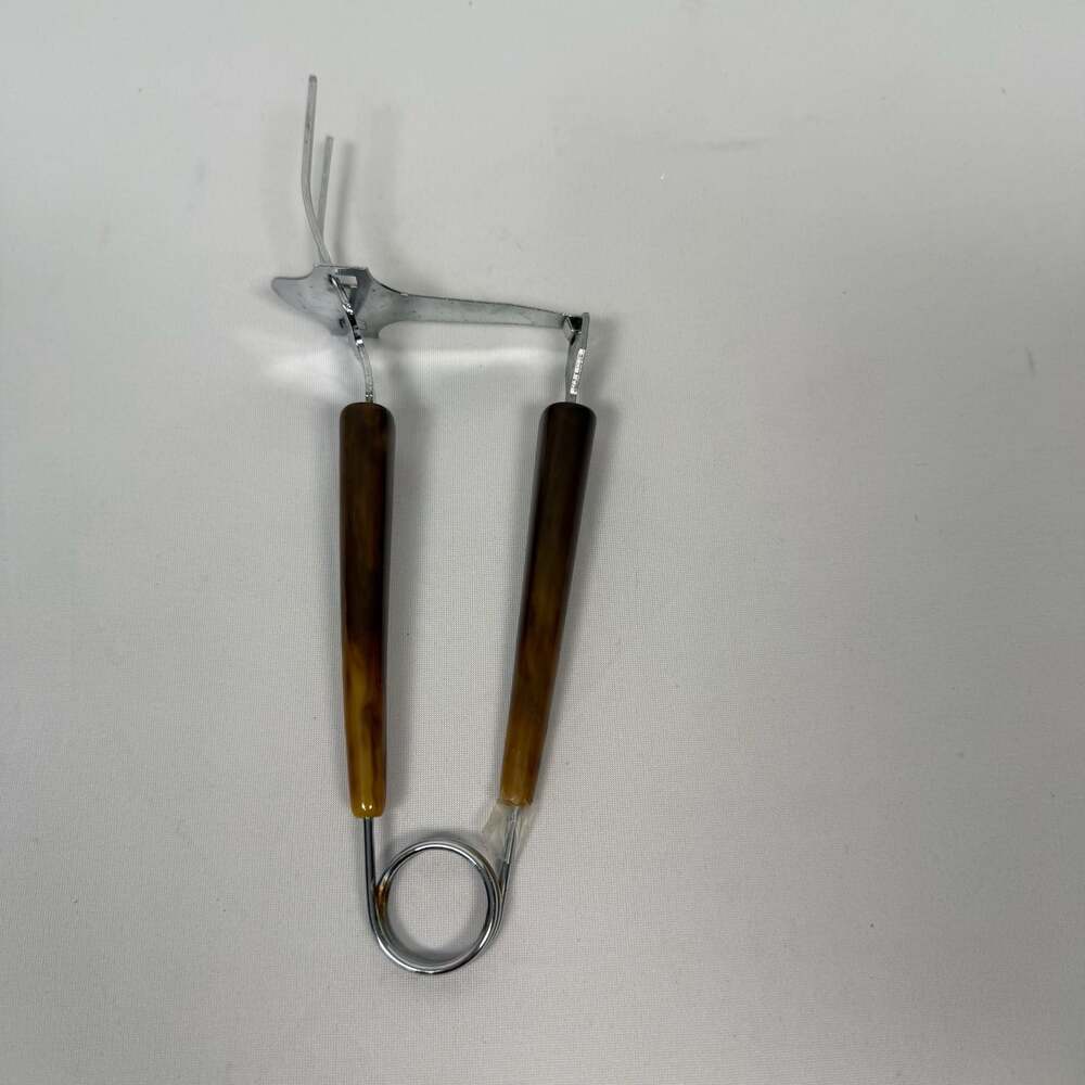 Vintage Langner Mfg. Co. Hostess Serverette Meat Fork Marbled Bakelite Handles - Picture 1 of 6